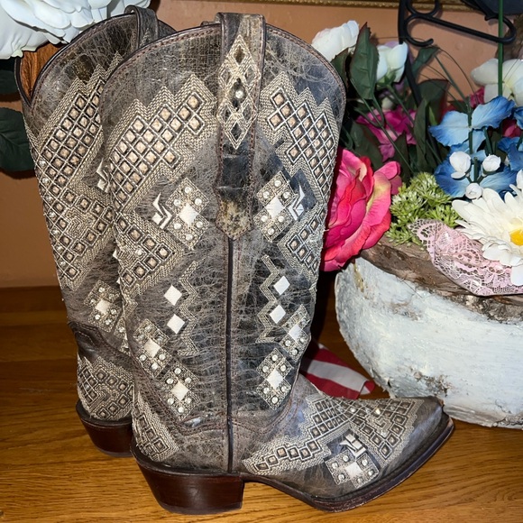 Golden Guns Distressed Brown Embroidered/Crystal   Western Boots  US6 MEX23 - Picture 9 of 12